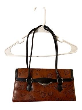 M.C. Marc Chantal Brown Leather Four Leaf Clover Shoulder Bag